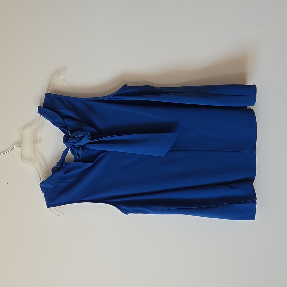2/$10 Blue Sleeveless Eloise Ruffle Bow Top - Picture 4 of 8